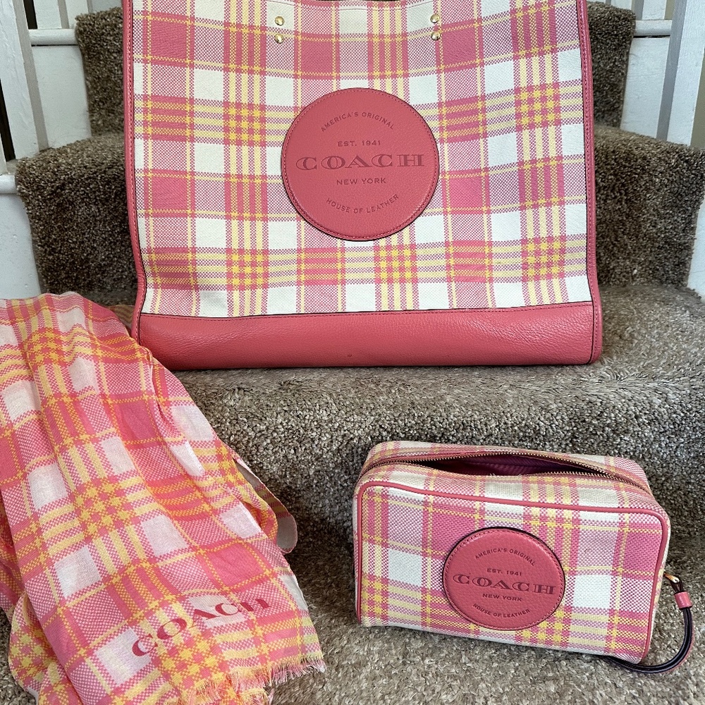 Coach Tote, Matching Makeup Bag and Scarf